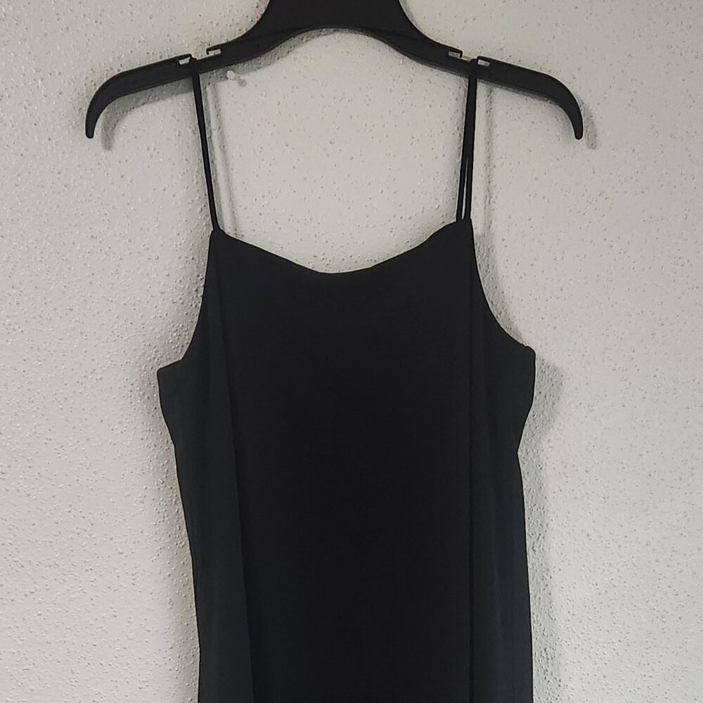 H&M Black 48 1/2" Long Slip Dress w/ Side Split & Adjustable Straps Size M